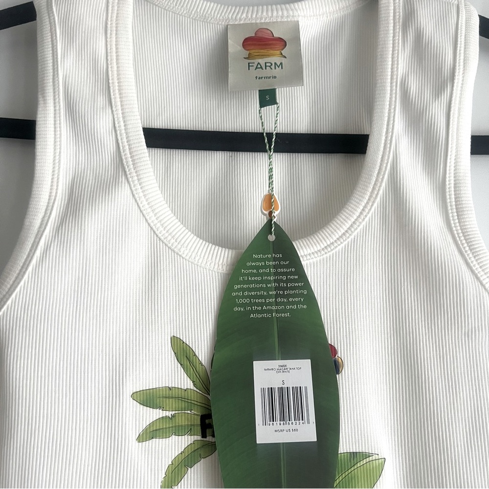 FARM Rio Embroidered Off-White Macaw Printed Tank Top Size Small NWT - Picture 13 of 16